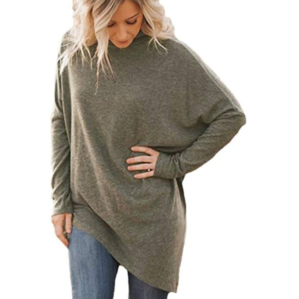 ❤ Soft Faux Poncho High Neck Sweater